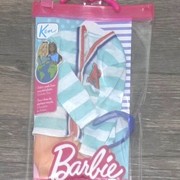Barbie Fashion Ken Clothing Set Monogram Sweater Long Khaki Shorts Mask  Set - Picture 1 of 3
